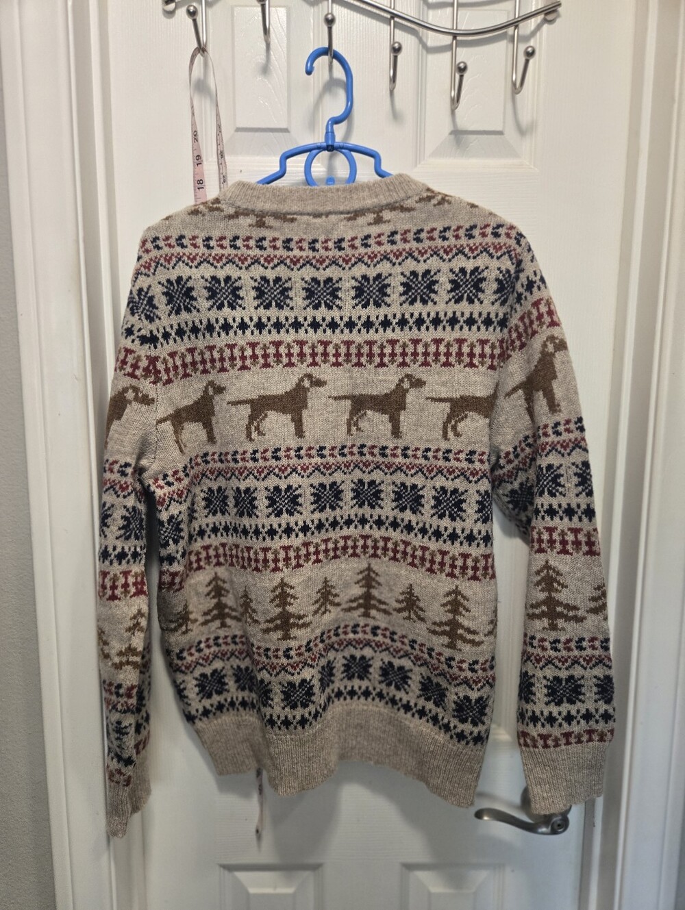 J. Crew Cream Crewneck Fair Isle Wool Sweater with Dog Motif NWOT Size M - Picture 3 of 5